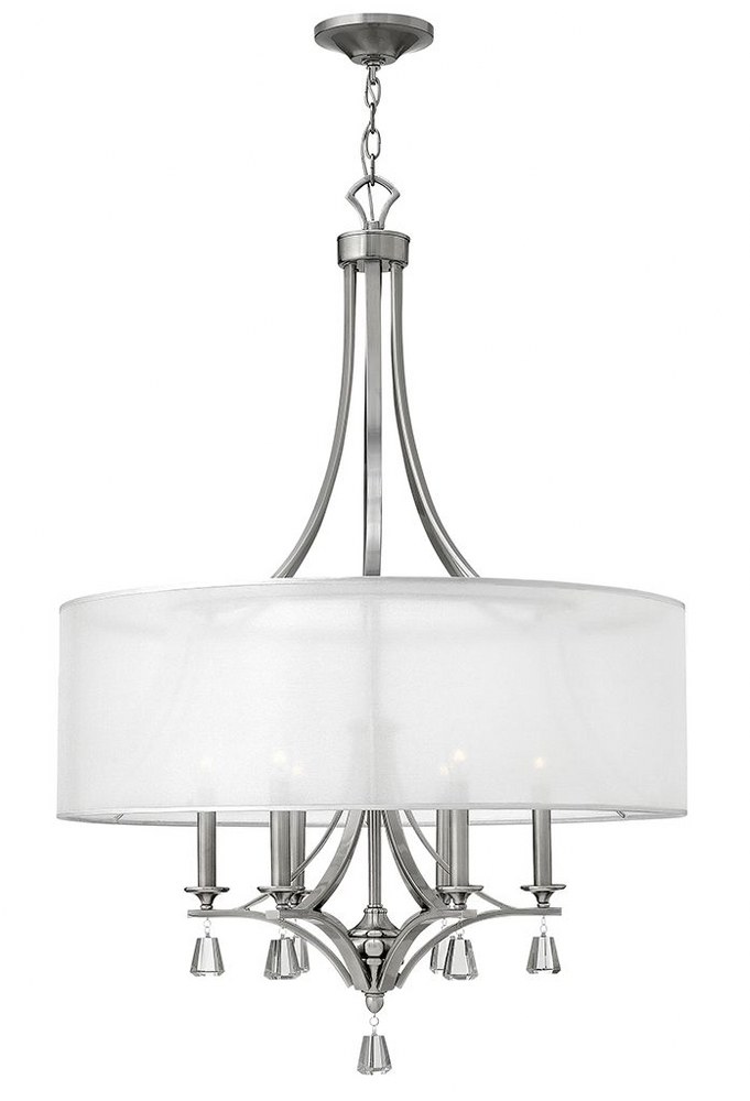 Fredrick Ramond Lighting-FR45608BNI-Mime-Six Light Foyer-30.25 Inches Wide by 41.25 Inches Tall Brushed Nickel  French Bronze Finish with Amber Sheer Translucent Shade