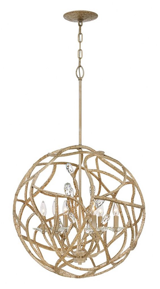 Fredrick Ramond Lighting-FR46807CPG-Eve-Six Light Chandelier-24 Inches Wide by 39 Inches Tall   Champagne Gold Finish