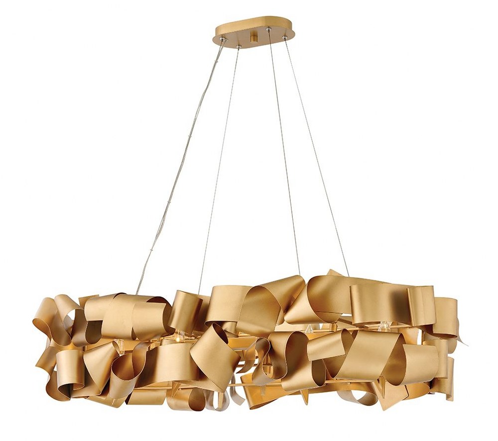 Fredrick Ramond Lighting-FR48605DXG-Delfina-Six Light Linear Chandelier-40 Inches Wide by 10 Inches Tall Deluxe Gold  Metallic Matte Bronze Finish