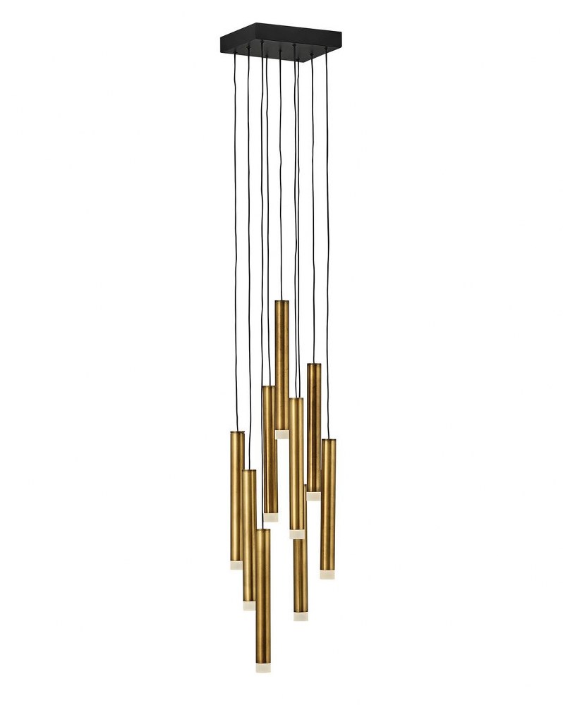 Fredrick Ramond Lighting-FR49906HBR-Vida-Six Light Medium Pendant-8 Inches Wide by 52.5 Inches Tall Heritage Brass  Black Finish