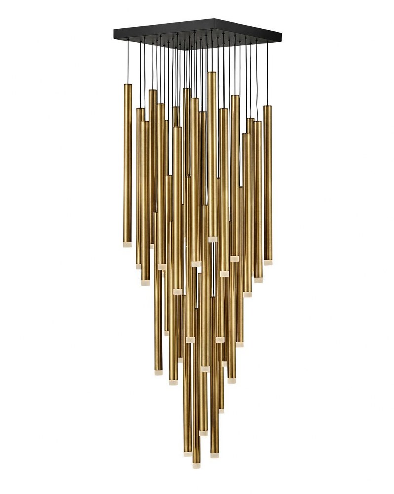 Fredrick Ramond Lighting-FR49908HBR-Vida-Twelve Light 2-Tier Chandelier-18 Inches Wide by 65.5 Inches Tall Heritage Brass  Black Finish