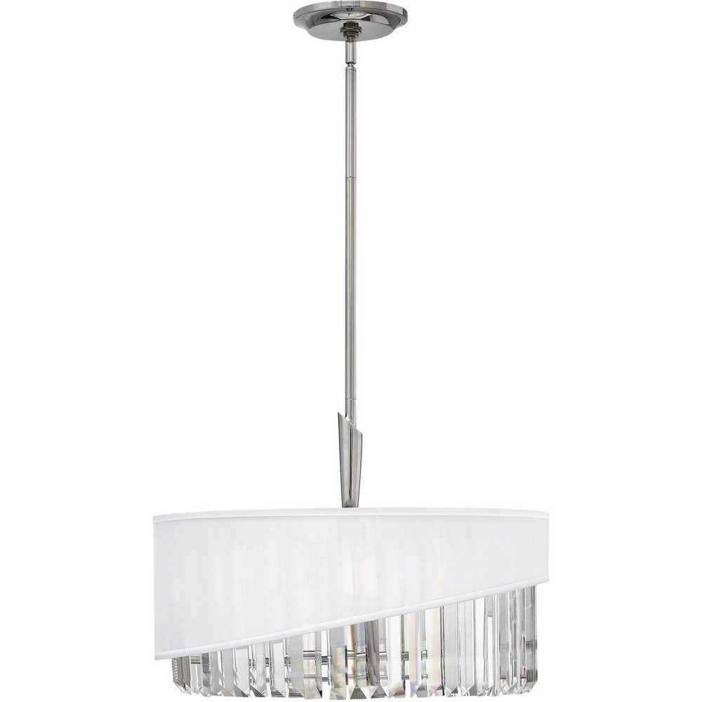 Fredrick Ramond Lighting-FR34414PNI-Gigi-Three Light Stem Hung Foyer-21 Inches Wide by 15.25 Inches Tall   Polished Nickel Finish with White Organza Shade