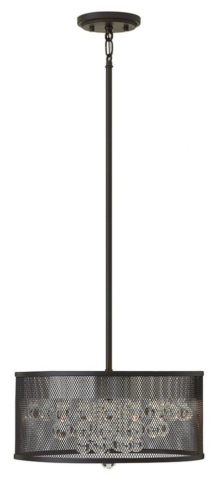 Fredrick Ramond Lighting-FR38901BLK-Fiona-Four Light Large Pendant-15 Inches Wide by 12.25 Inches Tall   Black Finish