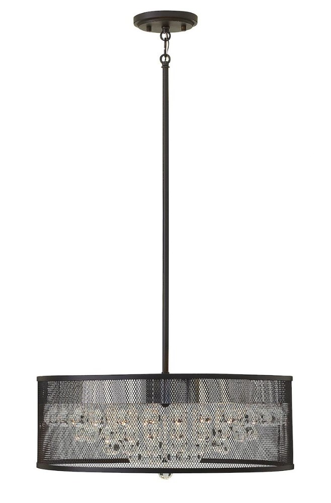 Fredrick Ramond Lighting-FR38904BLK-Fiona-Five Light Stem Hung Foyer-20 Inches Wide by 8.25 Inches Tall   Black Finish