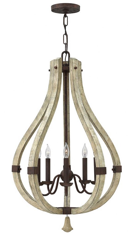 Fredrick Ramond Lighting-FR40575IRR-Middlefield-5 Light Rustic Medium Open Frame Chandelier with Wood and Metal Design-20 Inches Wide by 32 Inches Tall   Iron Rust Finish