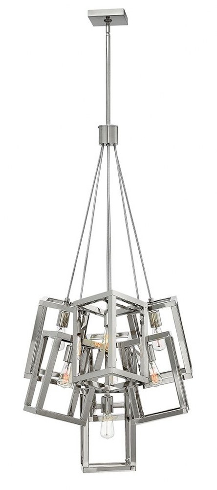 Fredrick Ramond Lighting-FR42448PNI-Ensemble-Seven Light Foyer-28 Inches Wide by 46.5 Inches Tall   Polished Nickel Finish