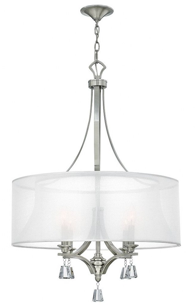 Fredrick Ramond Lighting-FR45604BNI-Mime-Four Light Chandelier-25 Inches Wide by 36 Inches Tall Brushed Nickel  French Bronze Finish with Amber Sheer Translucent Shade