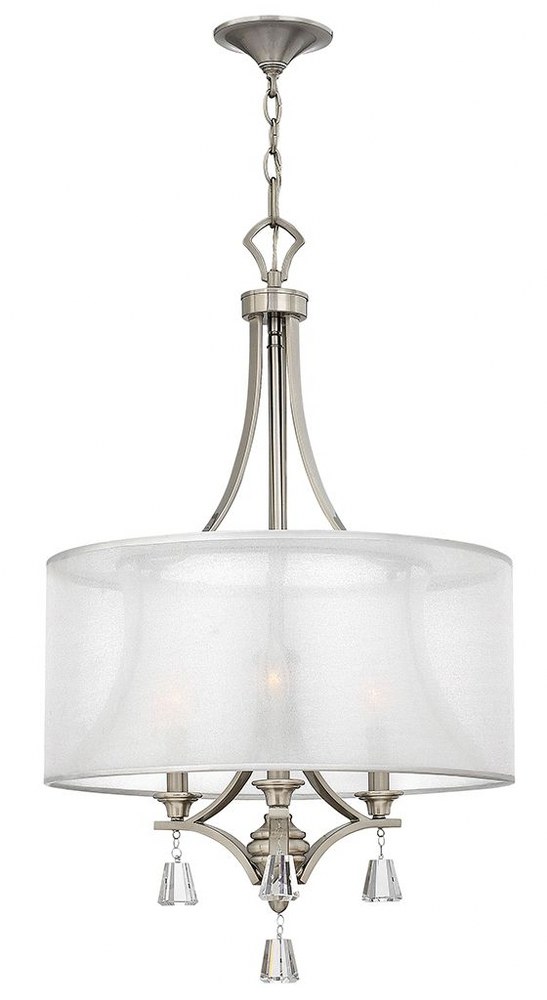 Fredrick Ramond Lighting-FR45606BNI-Mime-Three Light Chandelier-19 Inches Wide by 32 Inches Tall Brushed Nickel  French Bronze Finish with Amber Sheer Translucent Shade