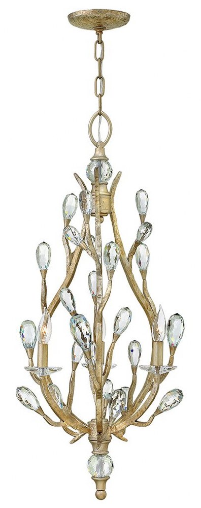 Fredrick Ramond Lighting-FR46803CPG-Eve-3 Light Small Organic Drum Chandelier with Clear Crystal and Metal-18.5 Inches Wide by 34.75 Inches Tall   Champagne Gold Finish