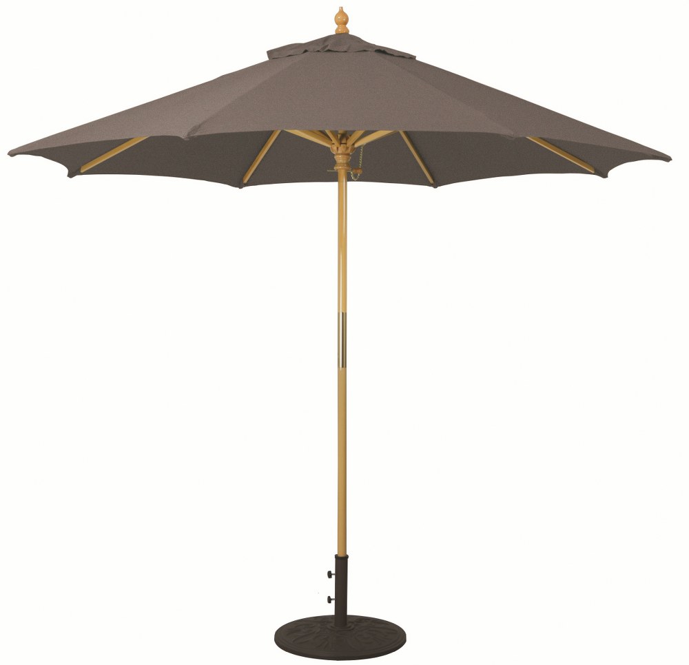 Galtech International-13166-9 Round Umbrella Sunbrella Solid Colors Coal Sunbrella Patterns - Quick Ship