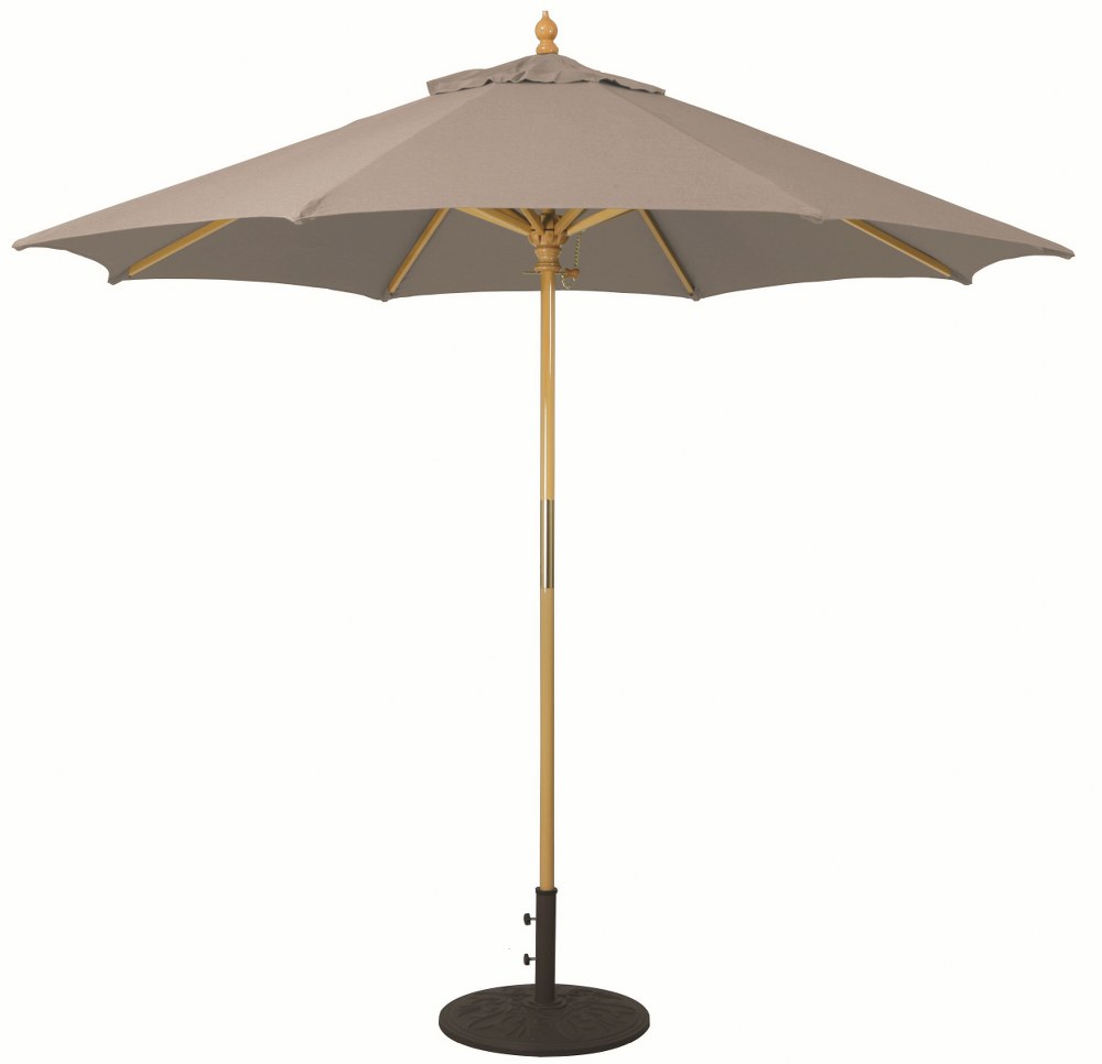 Galtech International-13149-9 Round Umbrella 49: Cocoa LW: Light Wood Sunbrella Solid Colors - Quick Ship