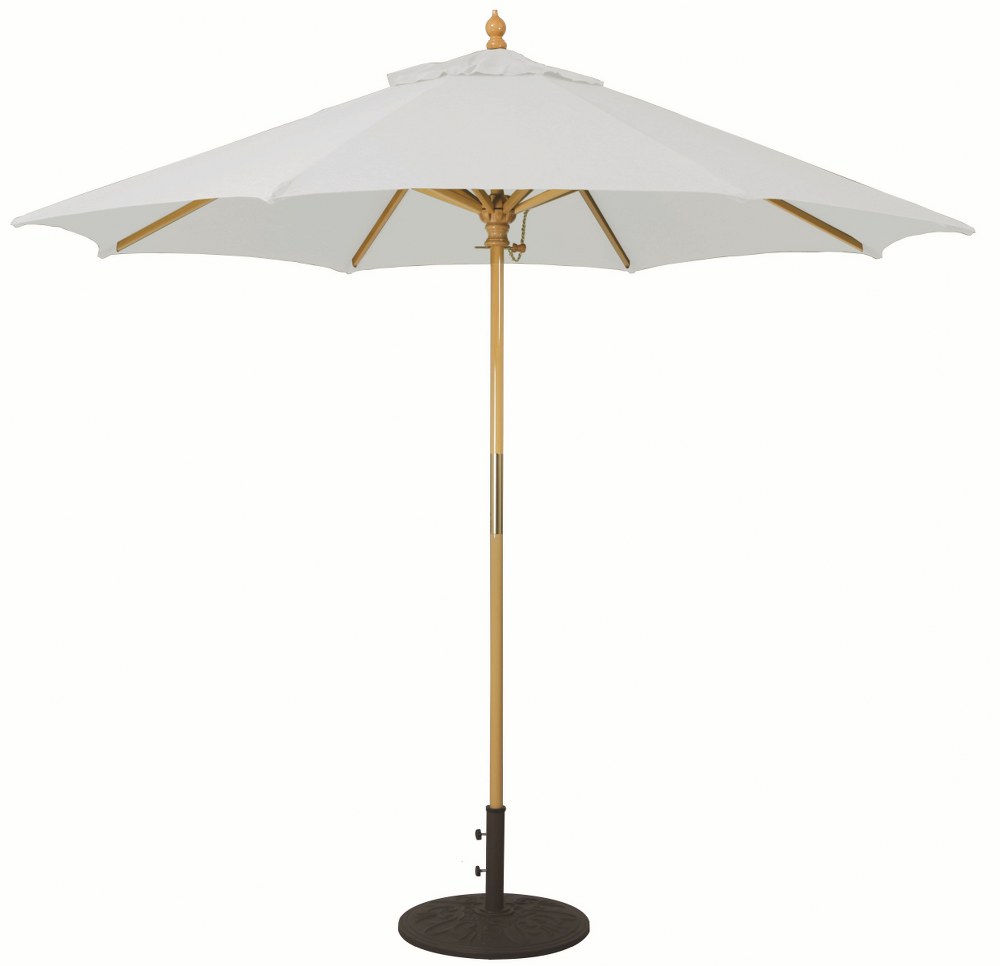 Galtech International-13151-9 Round Umbrella 51: Canvas LW: Light Wood Sunbrella Solid Colors - Quick Ship
