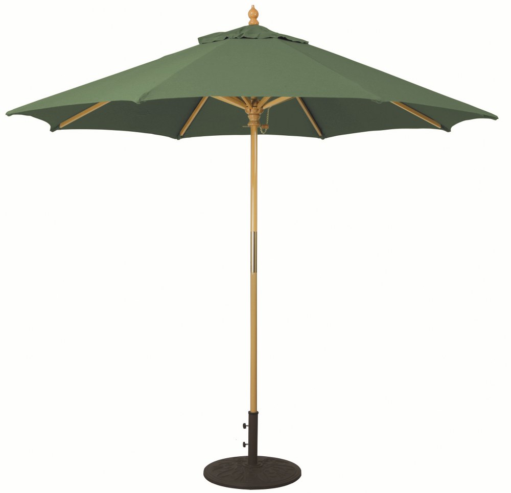 Galtech International-13152-9 Round Umbrella 52: Forest Green LW: Light Wood Sunbrella Solid Colors - Quick Ship