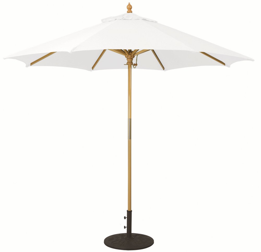 Galtech International-13154-9 Round Umbrella 54: Natural LW: Light Wood Sunbrella Solid Colors - Quick Ship