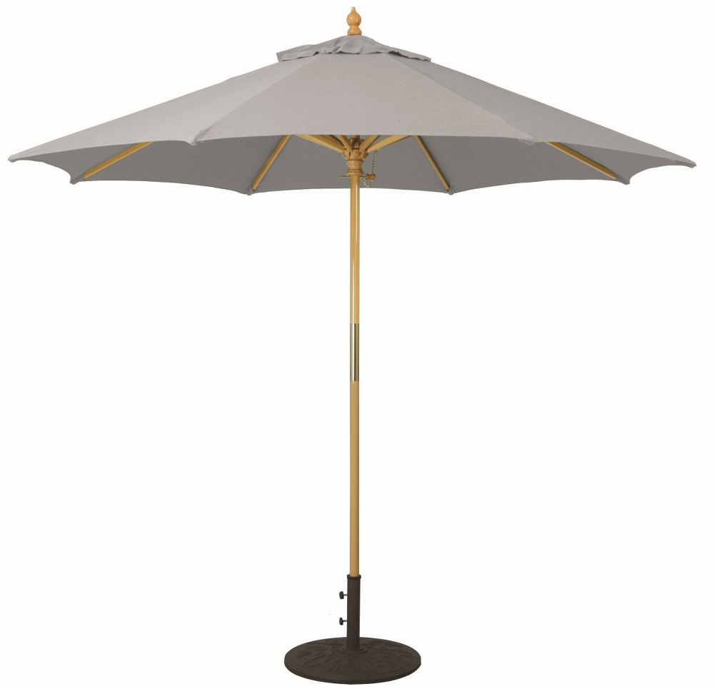 Galtech International-13155-9 Round Umbrella 55: Taupe LW: Light Wood Sunbrella Solid Colors - Quick Ship