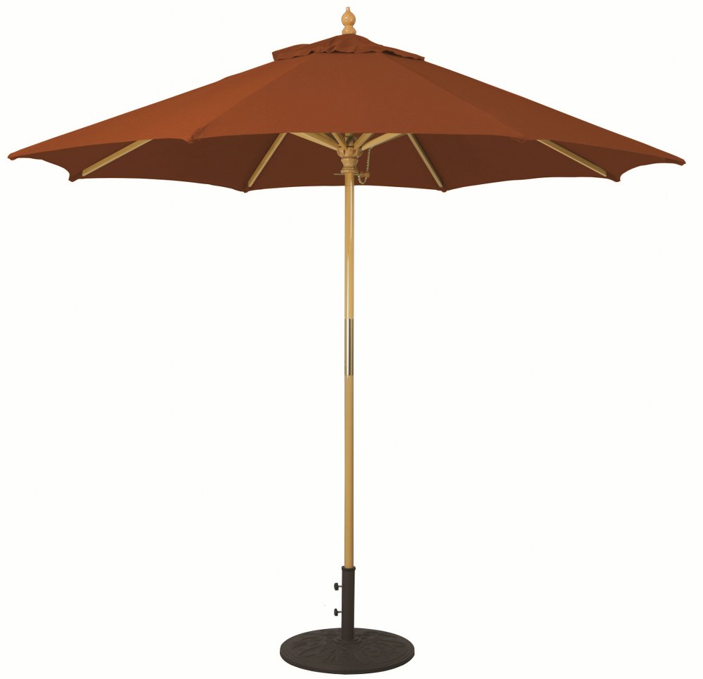 Galtech International-13163-9 Round Umbrella 63: Henna LW: Light Wood Sunbrella Solid Colors - Quick Ship