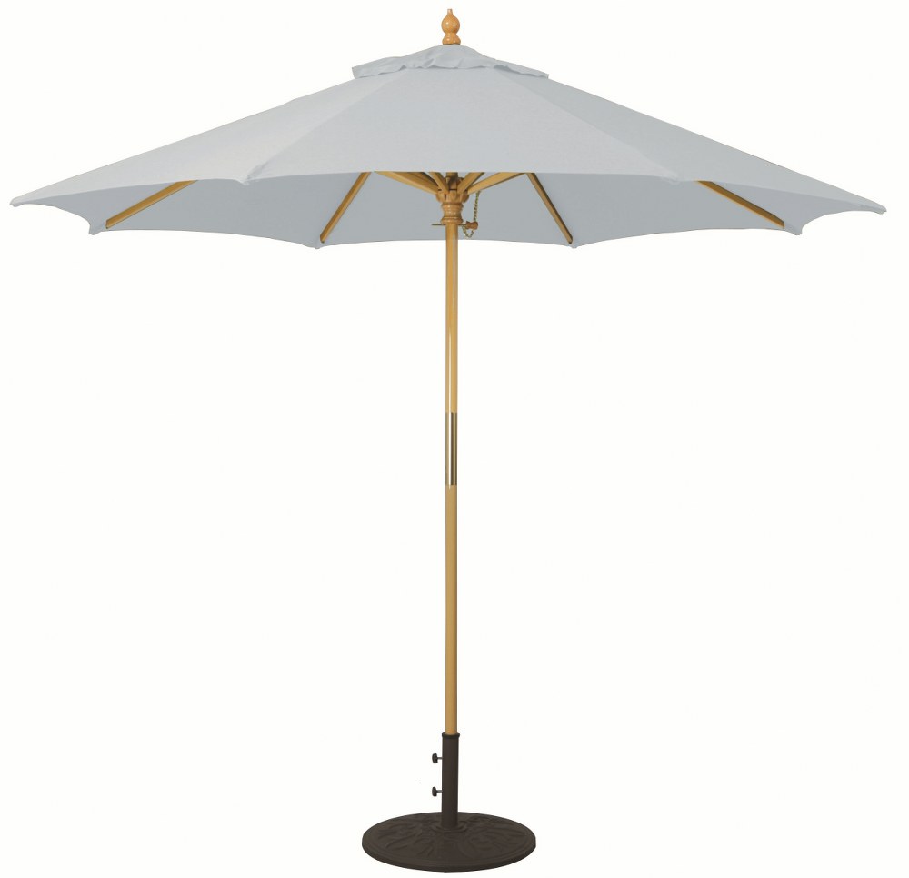 Galtech International-13164-9 Round Umbrella 64: Spa LW: Light Wood Sunbrella Solid Colors - Quick Ship