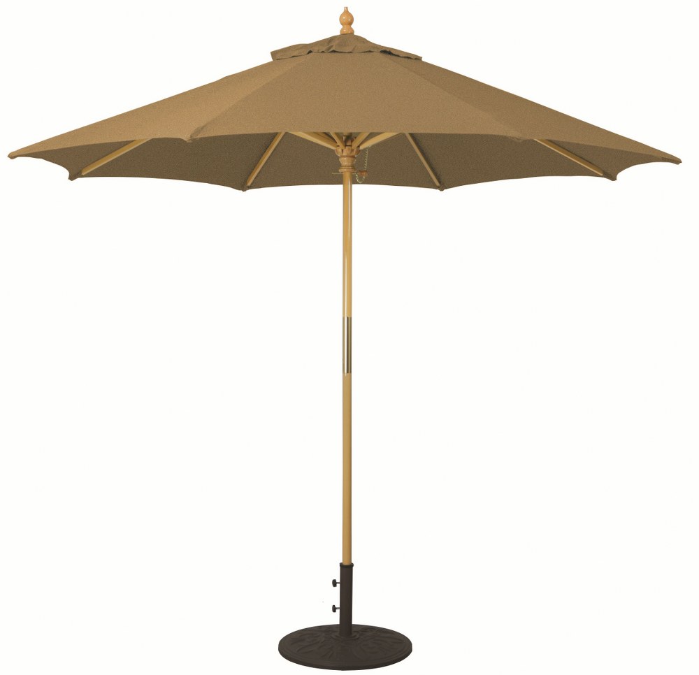 Galtech International-13168-9 Round Umbrella 68: Teak LW: Light Wood Sunbrella Solid Colors - Quick Ship