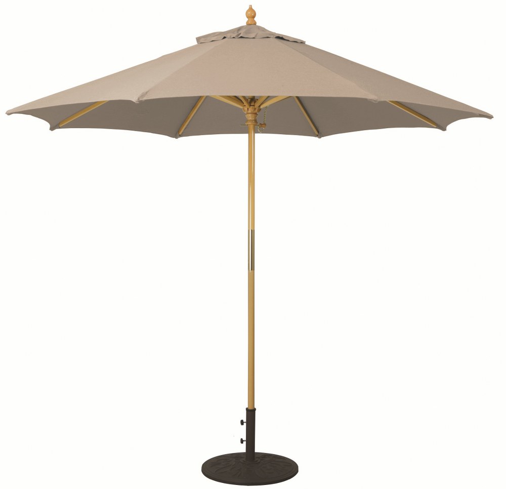 Galtech International-13172-9 Round Umbrella 72: Camel LW: Light Wood Sunbrella Solid Colors - Quick Ship