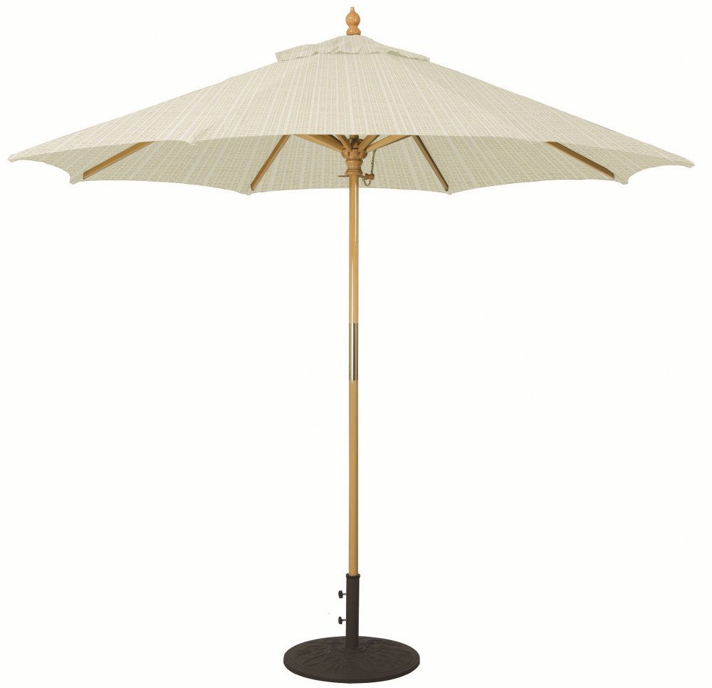 Galtech International-13197-9 Round Umbrella 97: Sand Dupione LW: Light Wood Sunbrella Patterns - Quick Ship