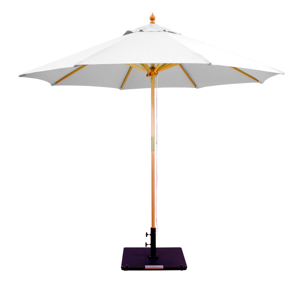 Galtech International-13221-9 Round Double Pulley Umbrella 21: Canvas LW: Light Wood Suncrylic - Quick Ship