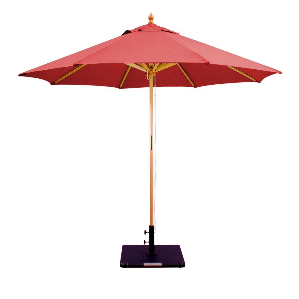 Galtech International-13226-9 Round Double Pulley Umbrella Suncrylic Cardinal Red Sunbrella Patterns - Quick Ship