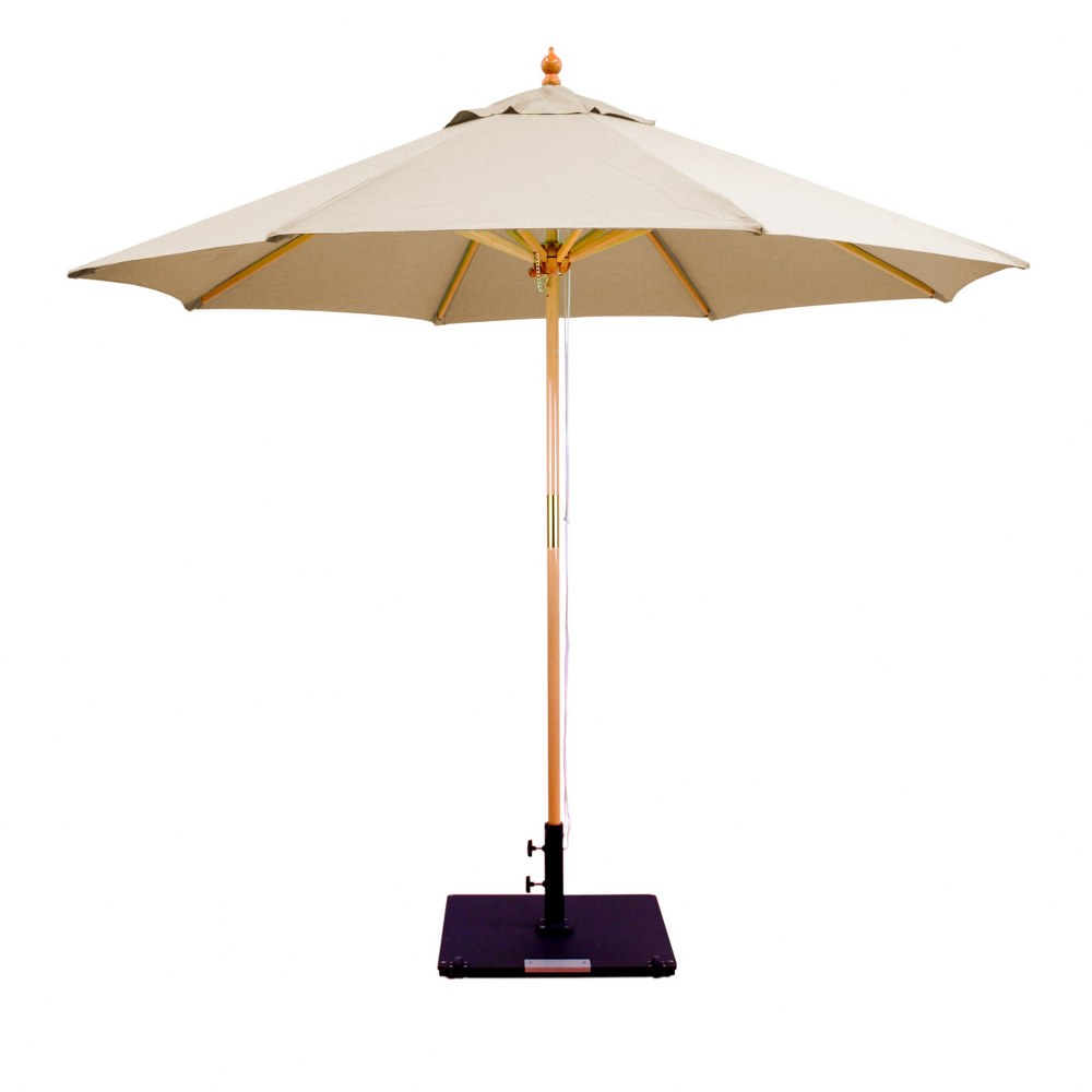 Galtech International-13229-9 Round Double Pulley Umbrella 29: Beige LW: Light Wood Suncrylic - Quick Ship