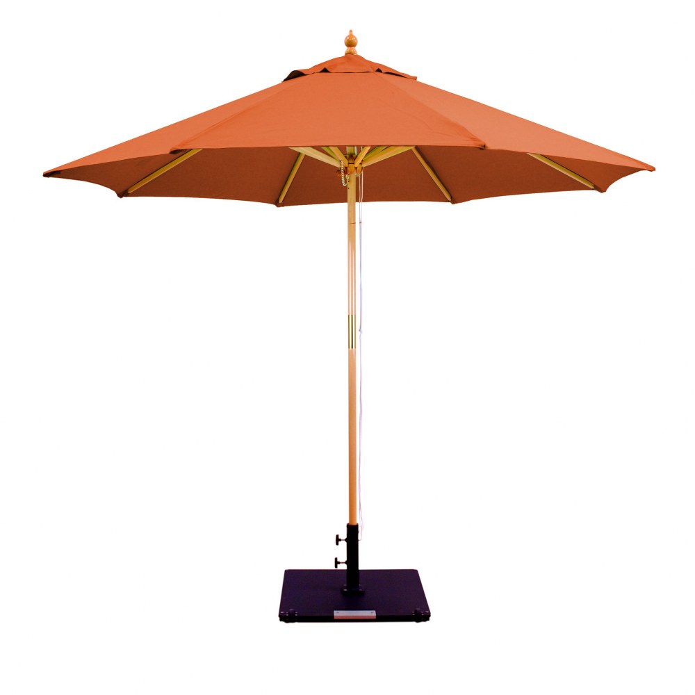 Galtech International-13243-9 Round Double Pulley Umbrella 43: Terra Cotta LW: Light Wood Sunbrella Solid Colors - Quick Ship