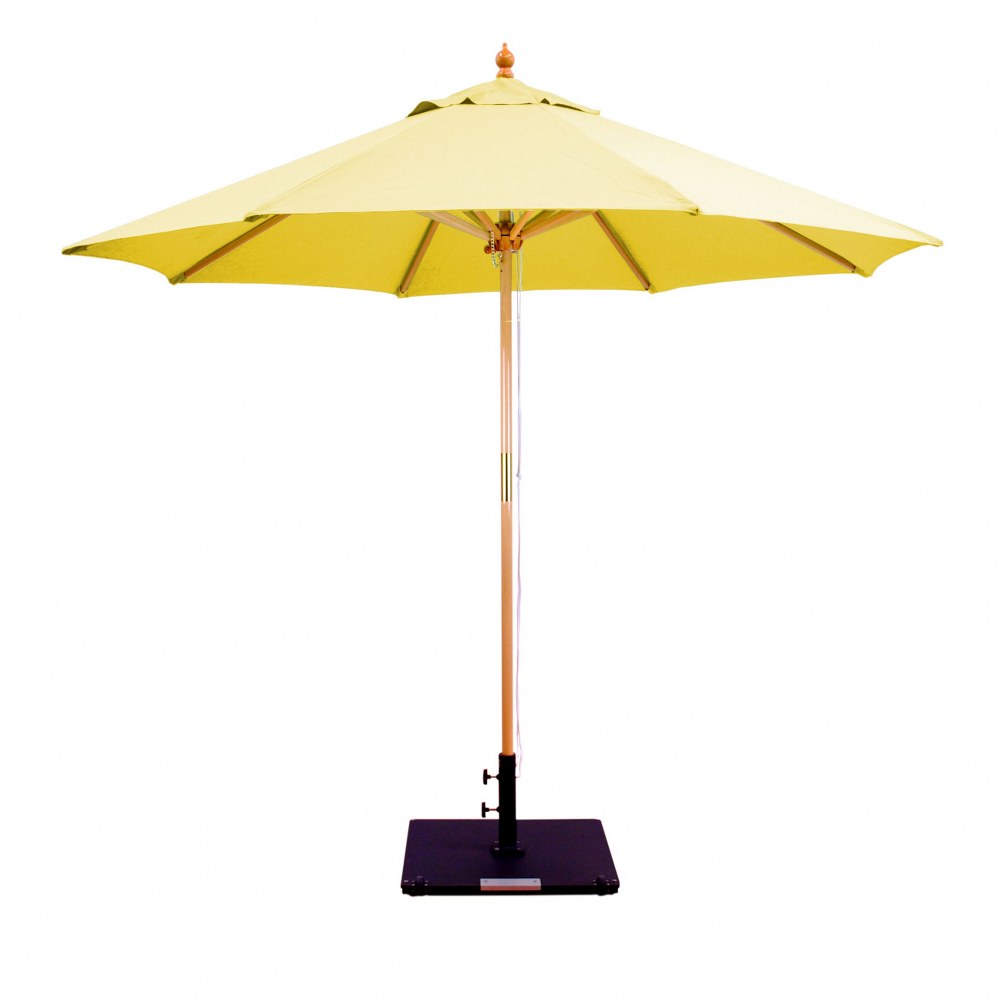 Galtech International-13245-9 Round Double Pulley Umbrella Sunbrella Solid Colors Buttercup Sunbrella Patterns - Quick Ship