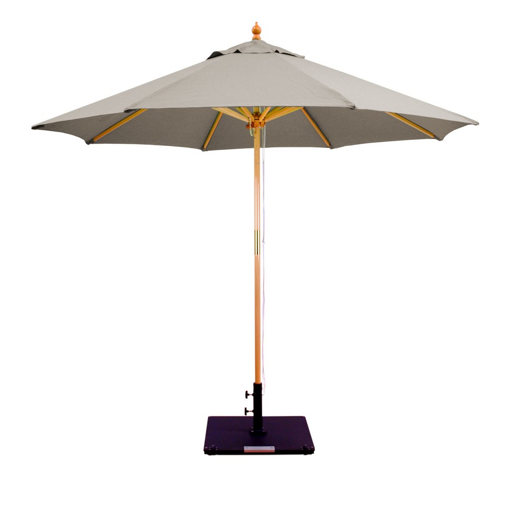Galtech International-13249-9 Round Double Pulley Umbrella 49: Cocoa LW: Light Wood Sunbrella Solid Colors - Quick Ship