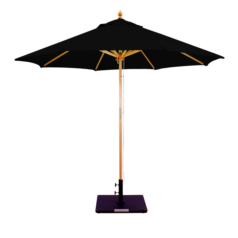 Galtech International-13250-9 Round Double Pulley Umbrella Sunbrella Solid Colors Black Sunbrella Patterns - Quick Ship