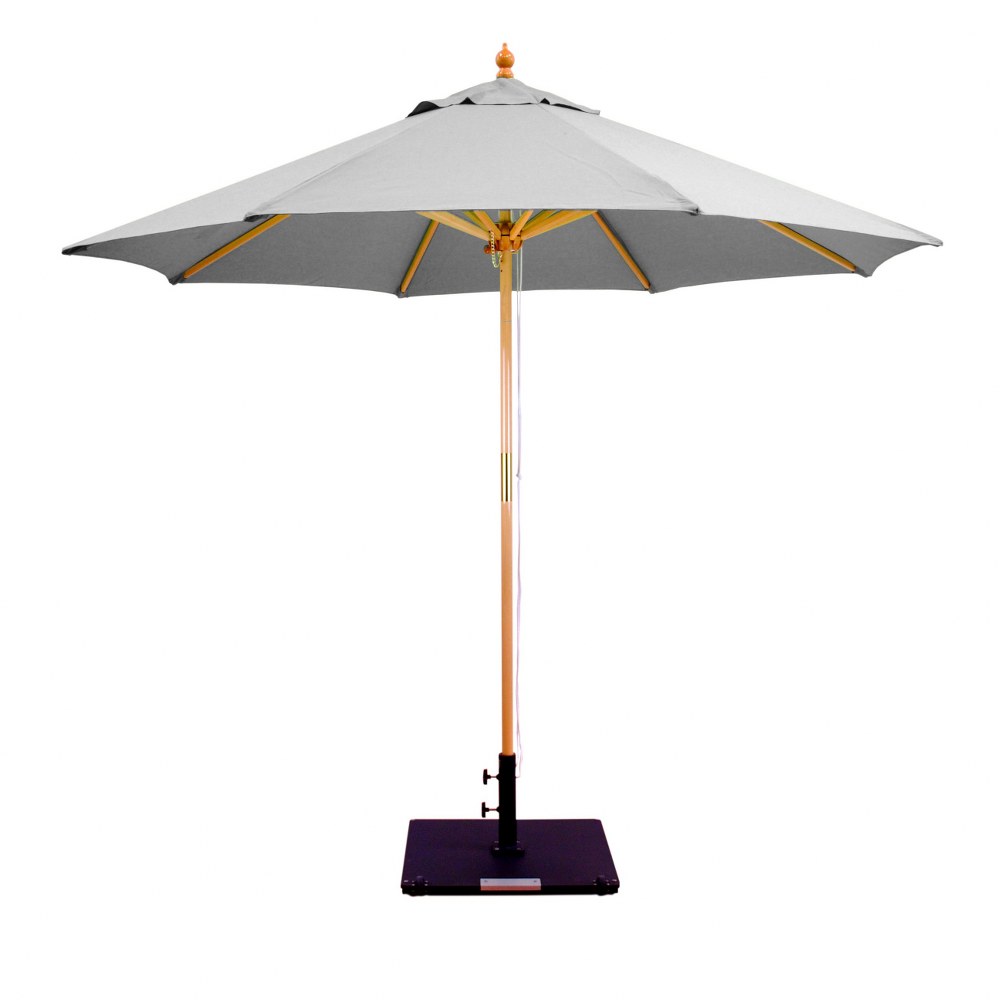 Galtech International-13255-9 Round Double Pulley Umbrella 55: Taupe LW: Light Wood Sunbrella Solid Colors - Quick Ship
