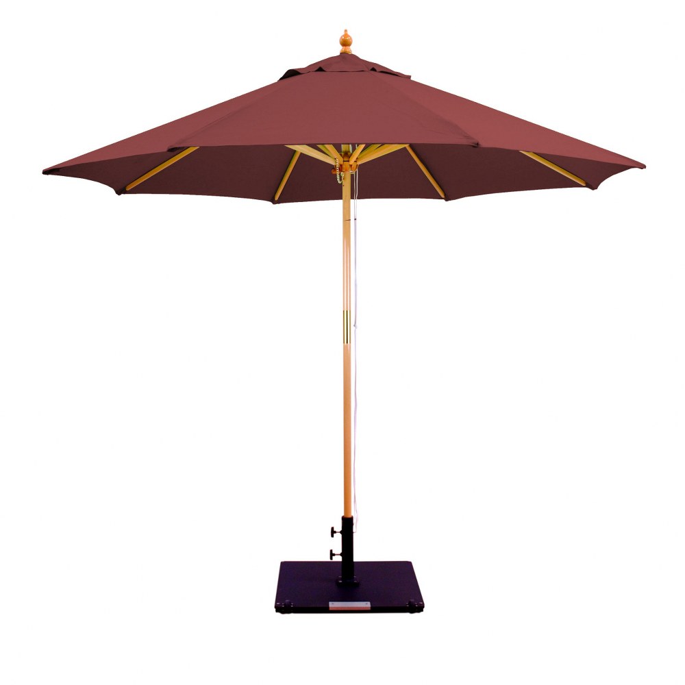 Galtech International-13257-9 Round Double Pulley Umbrella Sunbrella Solid Colors Burgundy Sunbrella Patterns - Quick Ship