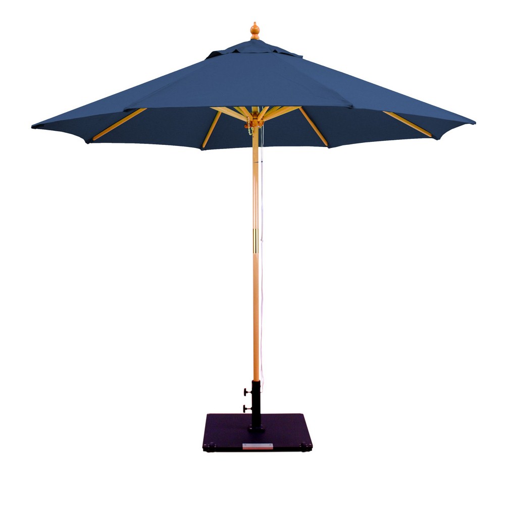 Galtech International-13258-9 Round Double Pulley Umbrella Sunbrella Solid Colors Navy Sunbrella Patterns - Quick Ship