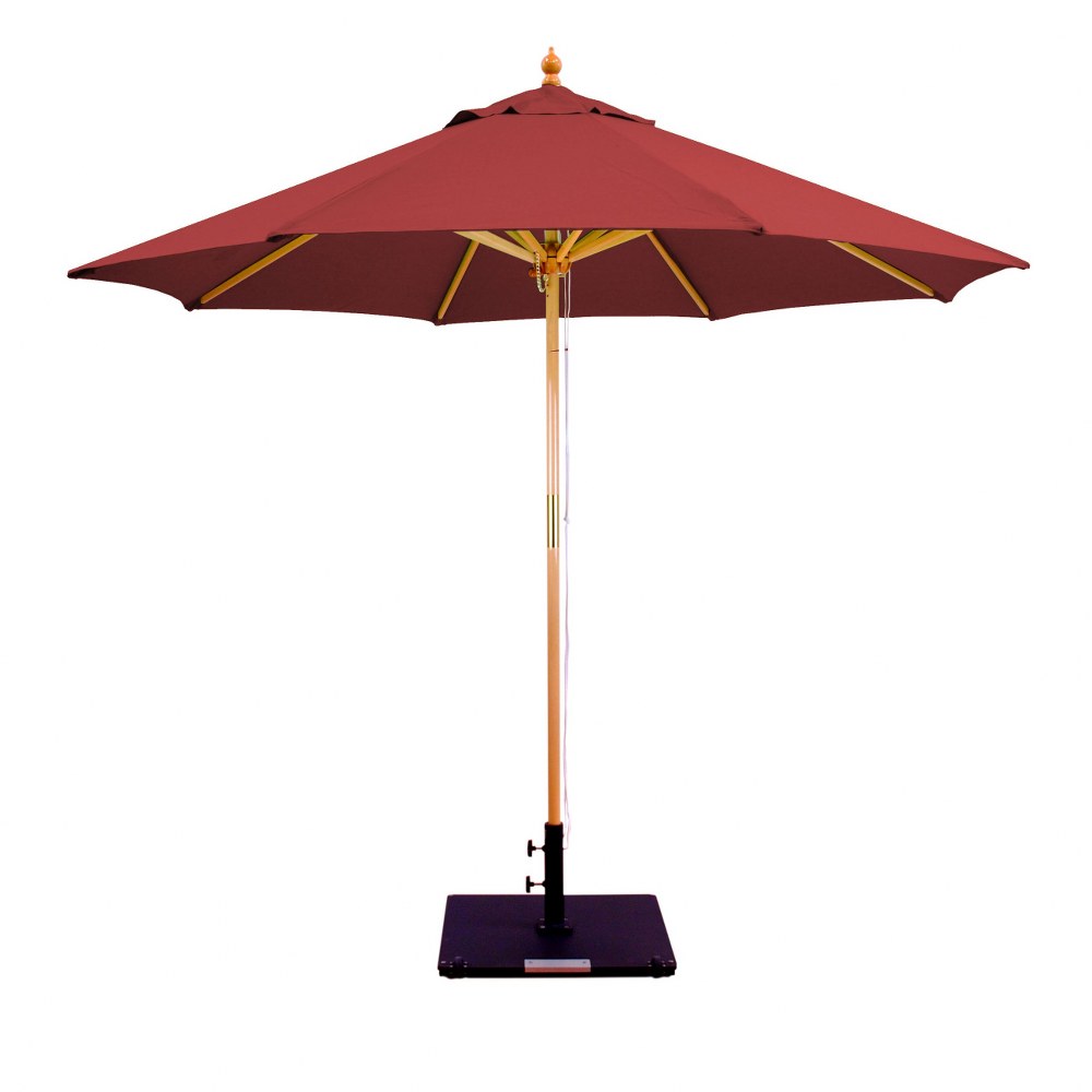 Galtech International-13263-9 Round Double Pulley Umbrella 63: Henna LW: Light Wood Sunbrella Solid Colors - Quick Ship