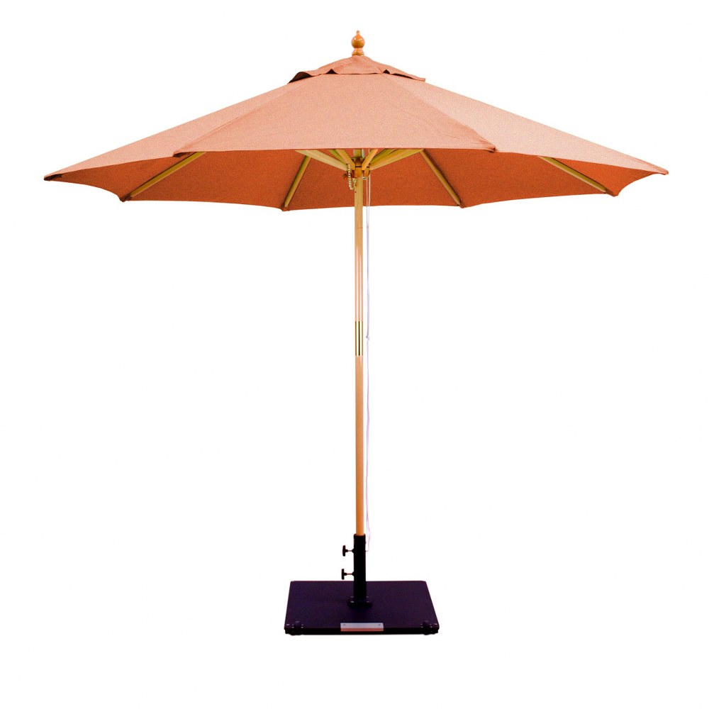 Galtech International-13265-9 Round Double Pulley Umbrella Sunbrella Solid Colors Brick Sunbrella Patterns - Quick Ship