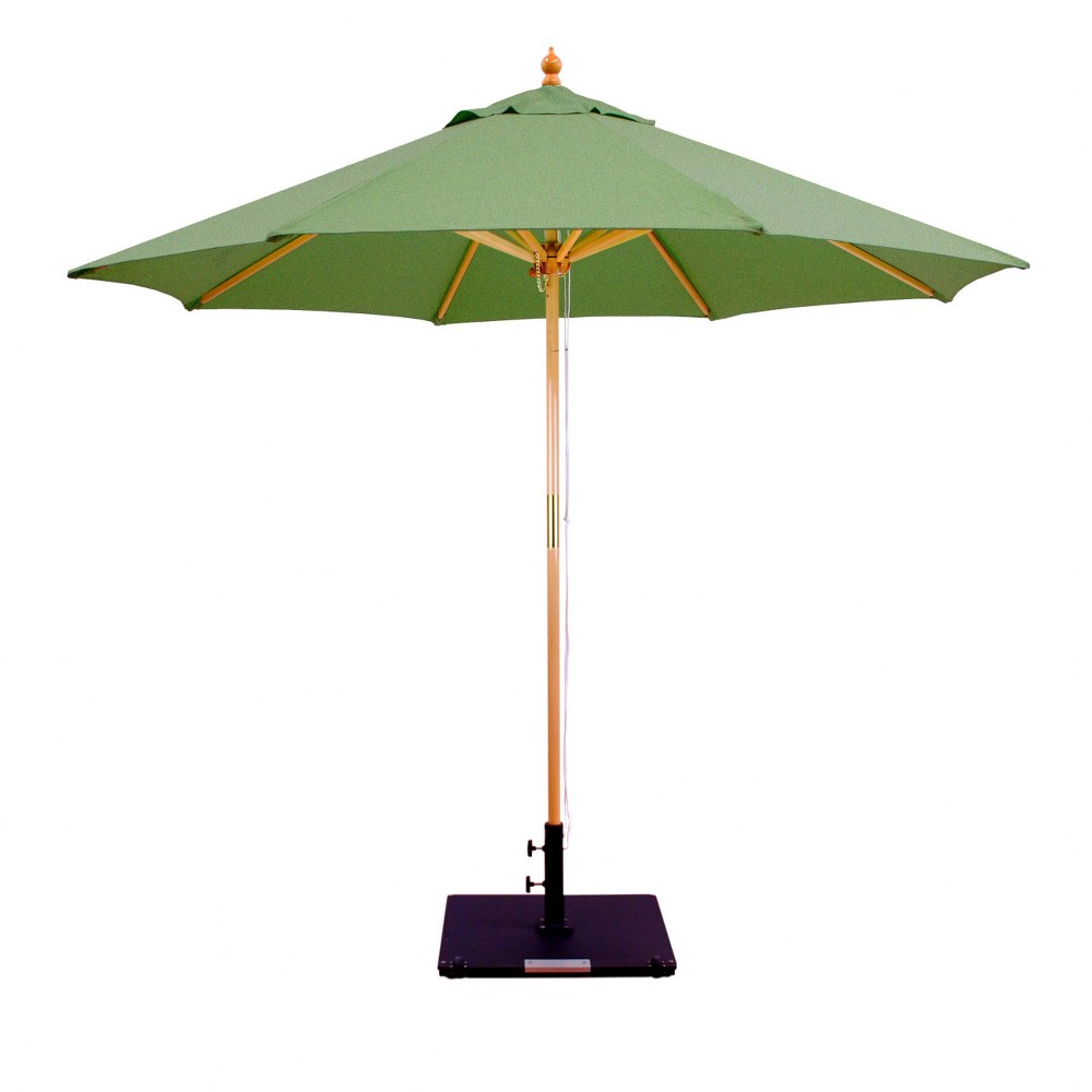 Galtech International-13267-9 Round Double Pulley Umbrella 67: Fern LW: Light Wood Sunbrella Solid Colors - Quick Ship