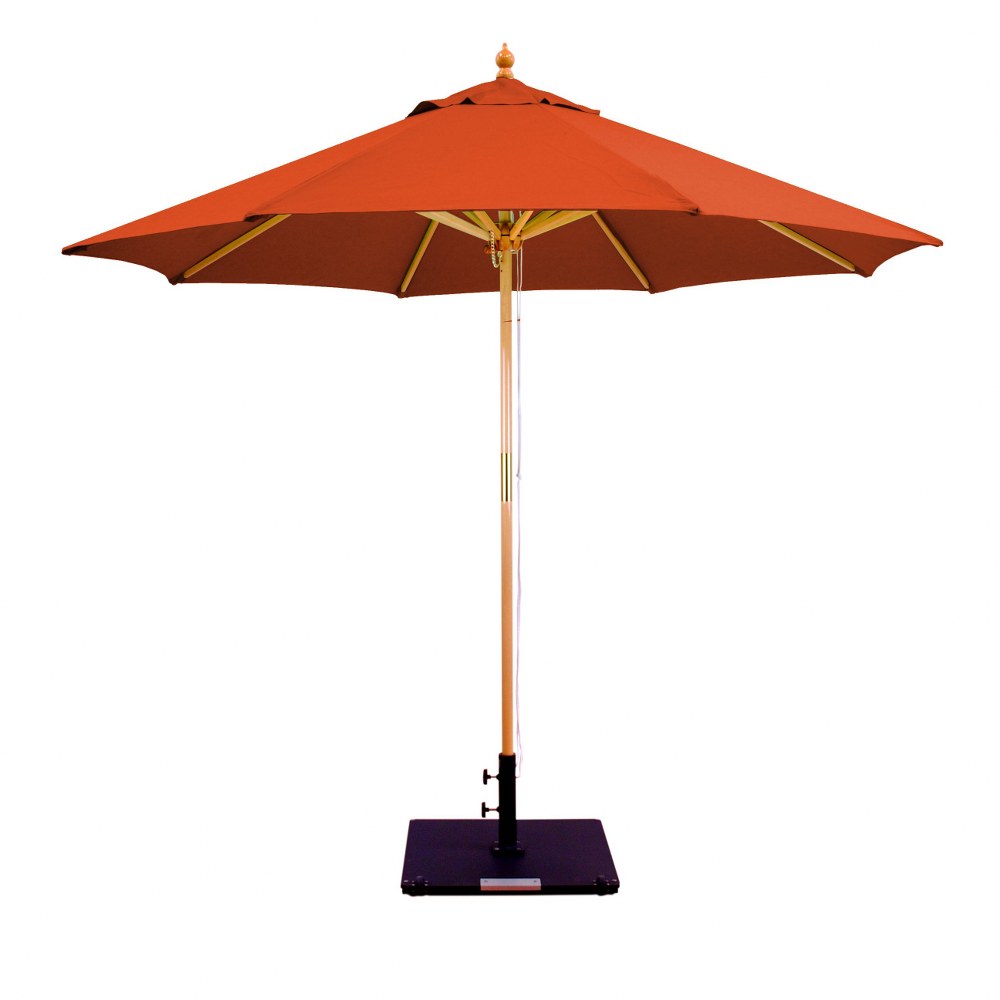 Galtech International-13269-9 Round Double Pulley Umbrella 69: Spectrum Grenadine LW: Light Wood Sunbrella Solid Colors - Quick Ship