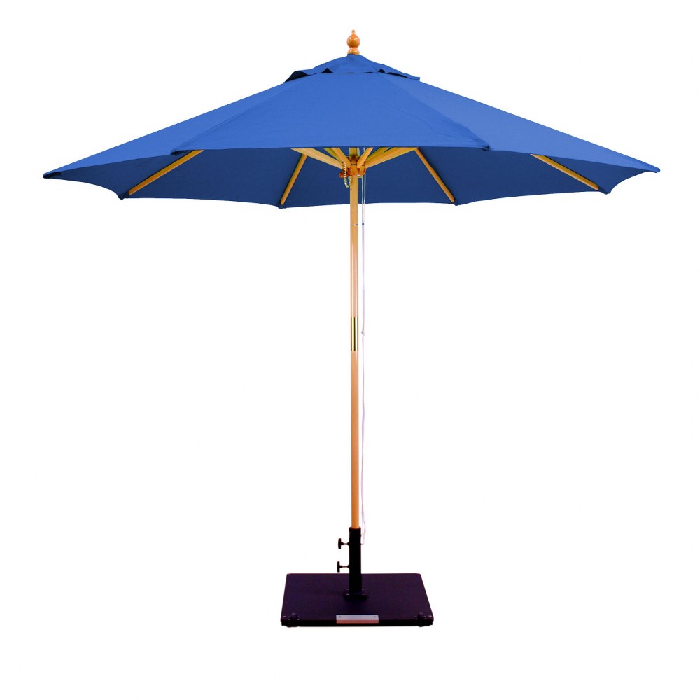 Galtech International-13273-9 Round Double Pulley Umbrella Sunbrella Solid Colors True Blue Sunbrella Patterns - Quick Ship