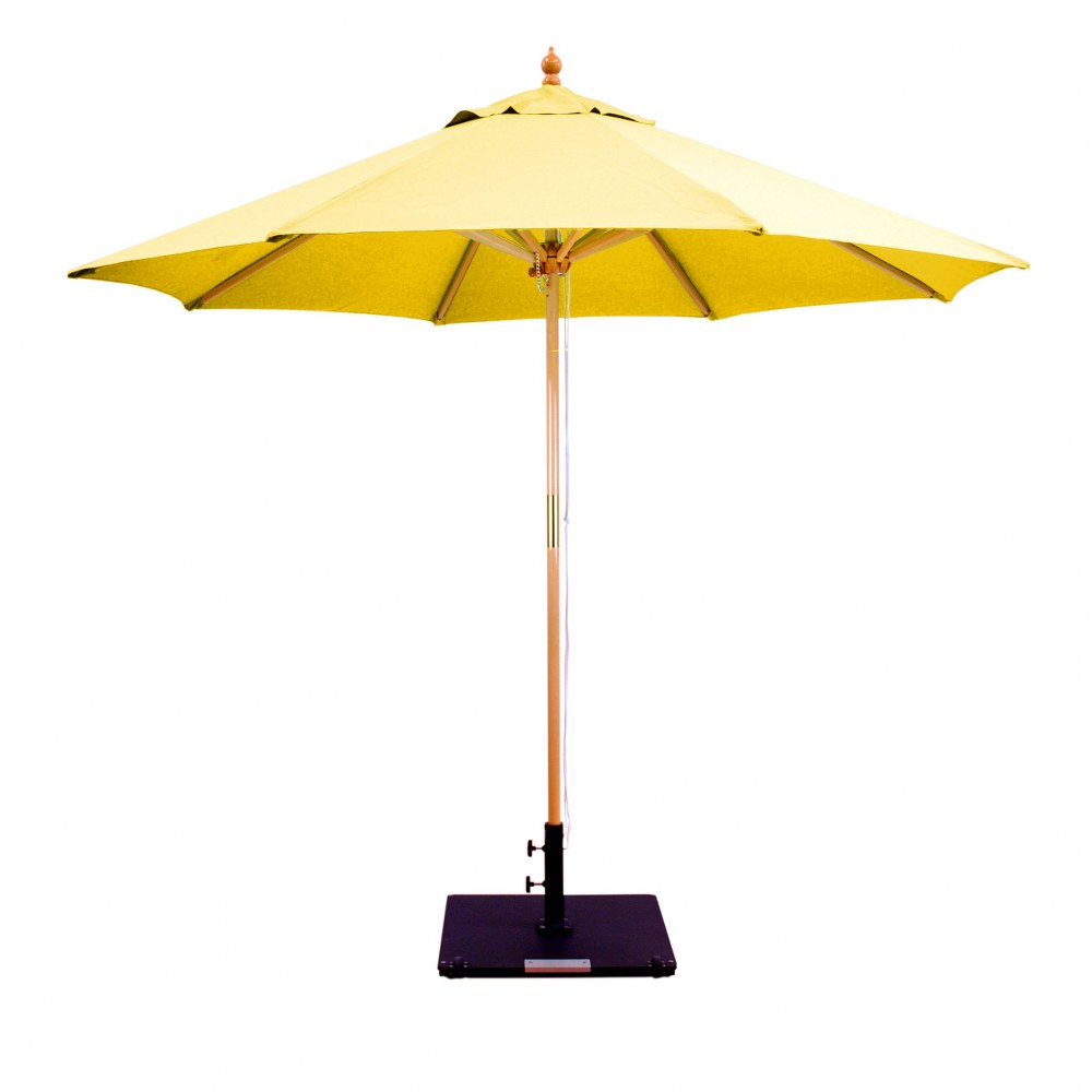 Galtech International-13277-9 Round Double Pulley Umbrella Sunbrella Solid Colors Sunflower Yellow Sunbrella Patterns - Quick Ship