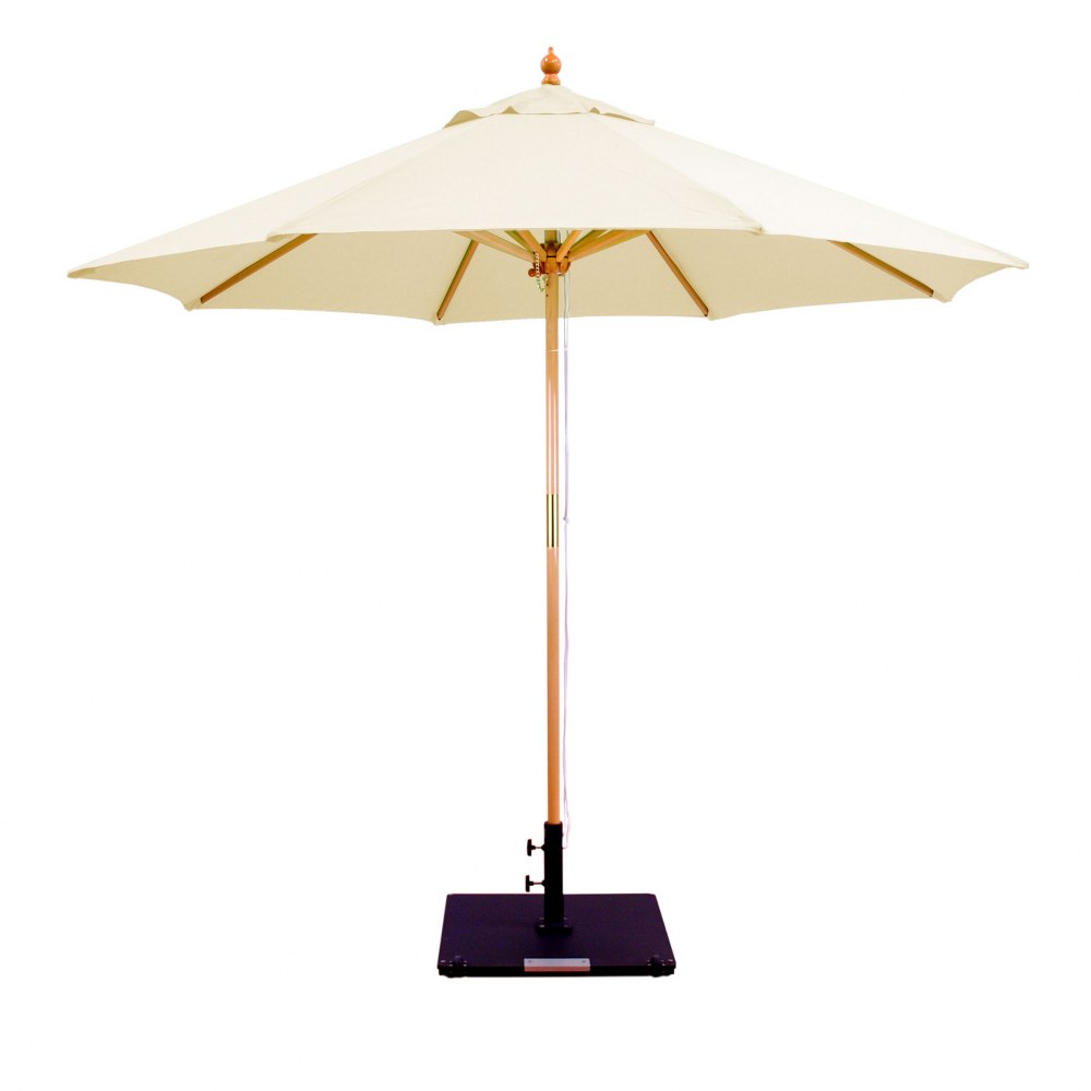 Galtech International-13278-9 Round Double Pulley Umbrella Sunbrella Solid Colors Vellum Sunbrella Patterns - Quick Ship