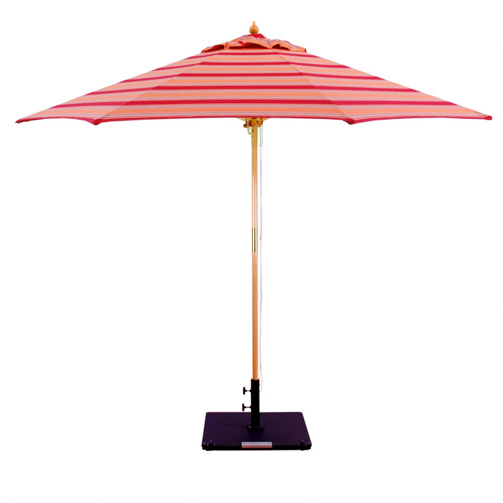 Galtech International-13281-9 Round Double Pulley Umbrella 81: Bravada Salsa LW: Light Wood Sunbrella Patterns - Quick Ship