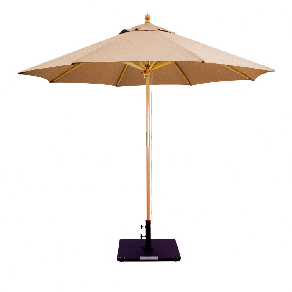 Galtech International-13284-9 Round Double Pulley Umbrella 84: Straw Linen LW: Light Wood Sunbrella Patterns - Quick Ship