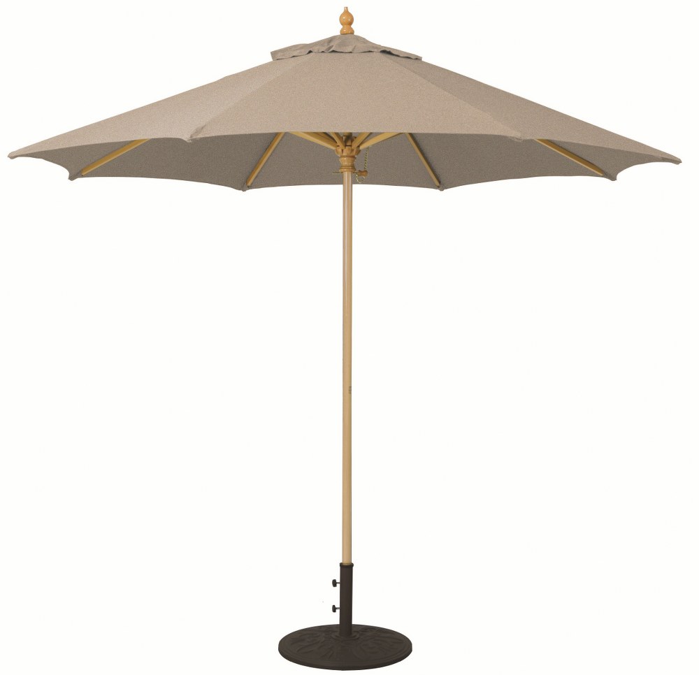 Galtech International-13676-9 Octagon Commercial Umberalla Sunbrella Solid Colors Heather Beige Sunbrella Patterns - Quick Ship