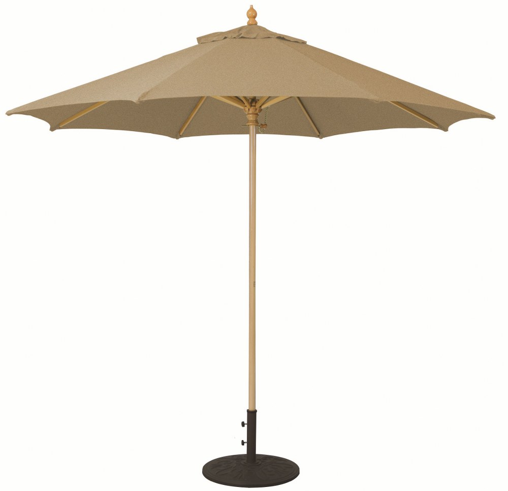 Galtech International-13680-9 Octagon Commercial Umberalla Sunbrella Patterns Sesame Linen Sunbrella Patterns - Quick Ship