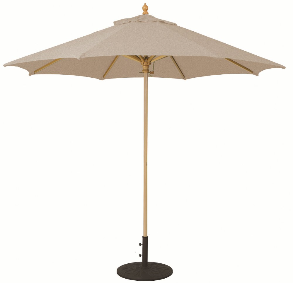 Galtech International-13687-9 Octagon Commercial Umberalla Sunbrella Patterns Champagne Linen Sunbrella Patterns - Quick Ship