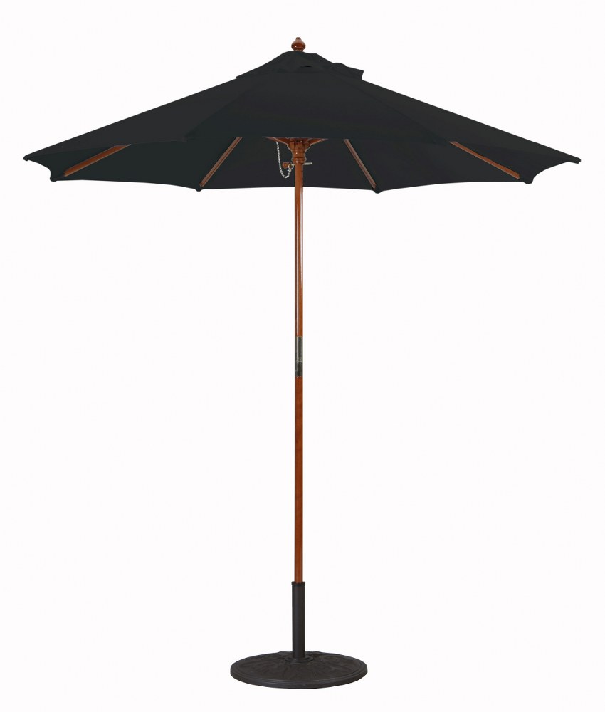 Galtech International-22150-Cafe Bistro & Condos - 7.5 Octagon Umberalla 50: Black DW: Dark Wood Sunbrella Solid Colors - Quick Ship