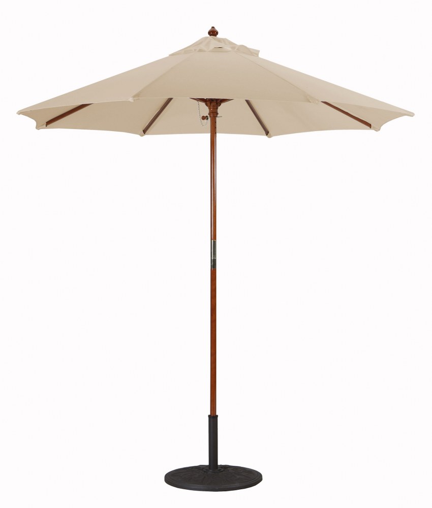 Galtech International-22159-Cafe Bistro & Condos - 7.5 Octagon Umberalla 59: Antique Beige DW: Dark Wood Sunbrella Solid Colors - Quick Ship