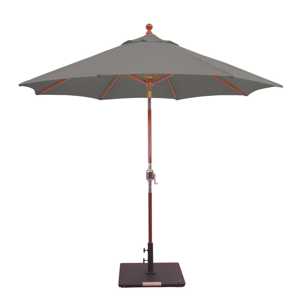 Galtech International-23266-9 Double Pulley Octagonal Umbrella Sunbrella Solid Colors Coal Sunbrella Patterns - Quick Ship