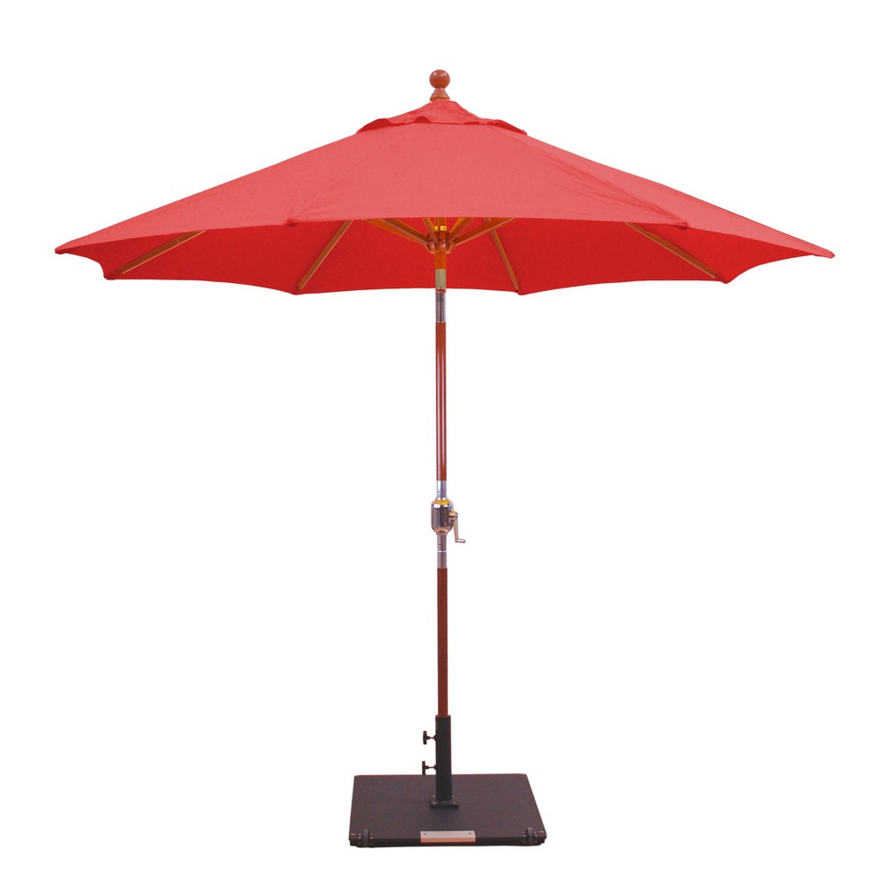 Galtech International-23226-9 Double Pulley Octagonal Umbrella 26: Cardinal Red DW: Dark Wood Suncrylic - Quick Ship